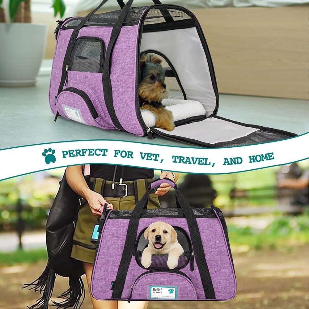Airline Approved Pet Carrier for Cat, Soft Sided Dog Carrier for Small Dog, Cat Travel Supplies Accessories for Indoor Cat, Ventilated Pet Carrying Bag Medium Kitten Puppy