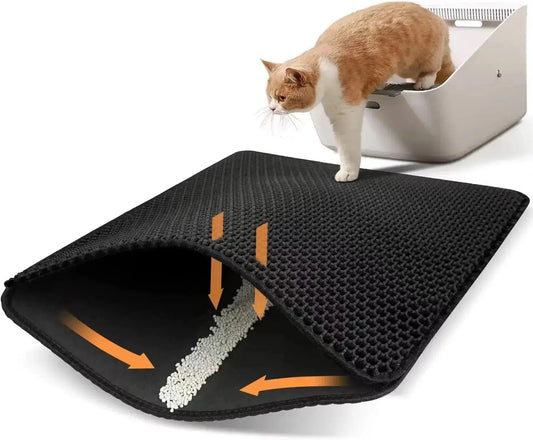 Conlun Cat Litter Mat Cat Litter Trapping Mat, Honeycomb Double Layer Design, Urine and Water Proof Material, Scatter Control, Less Waste,Easier to Clean,Washable