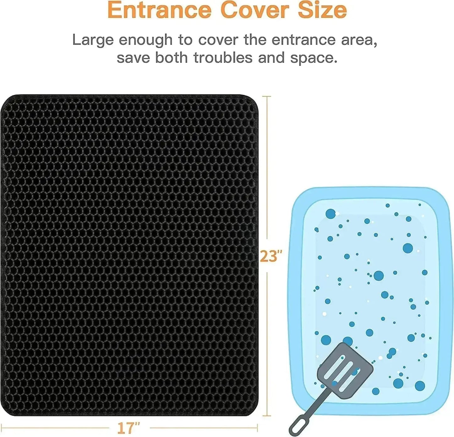 Conlun Cat Litter Mat Cat Litter Trapping Mat, Honeycomb Double Layer Design, Urine and Water Proof Material, Scatter Control, Less Waste,Easier to Clean,Washable