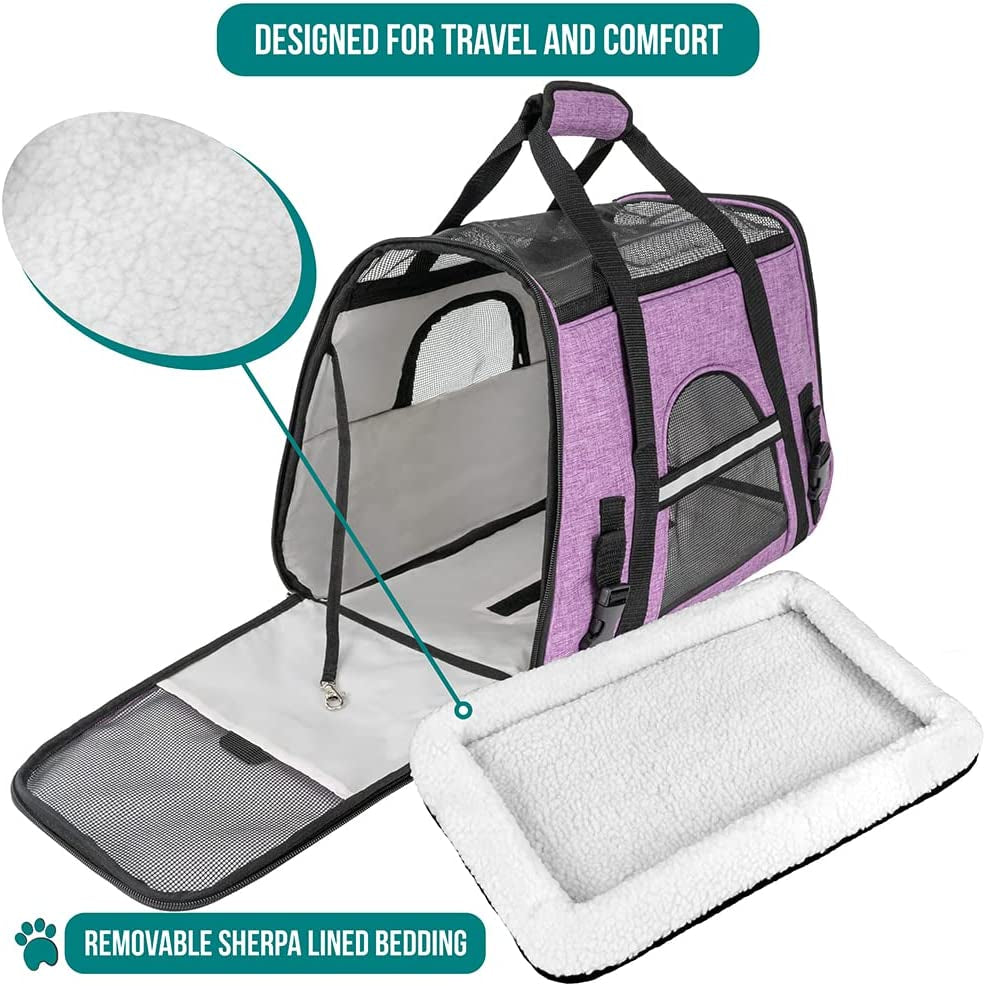 Airline Approved Pet Carrier for Cat, Soft Sided Dog Carrier for Small Dog, Cat Travel Supplies Accessories for Indoor Cat, Ventilated Pet Carrying Bag Medium Kitten Puppy