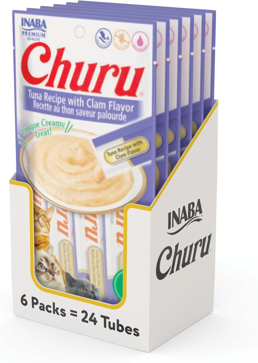 Delicious Churu Cat Treats - Lickable, Creamy Purée with Tuna & Chicken Flavor, Grain-Free Hydration Snack for Cats - 50 Convenient 0.5 oz Tubes!