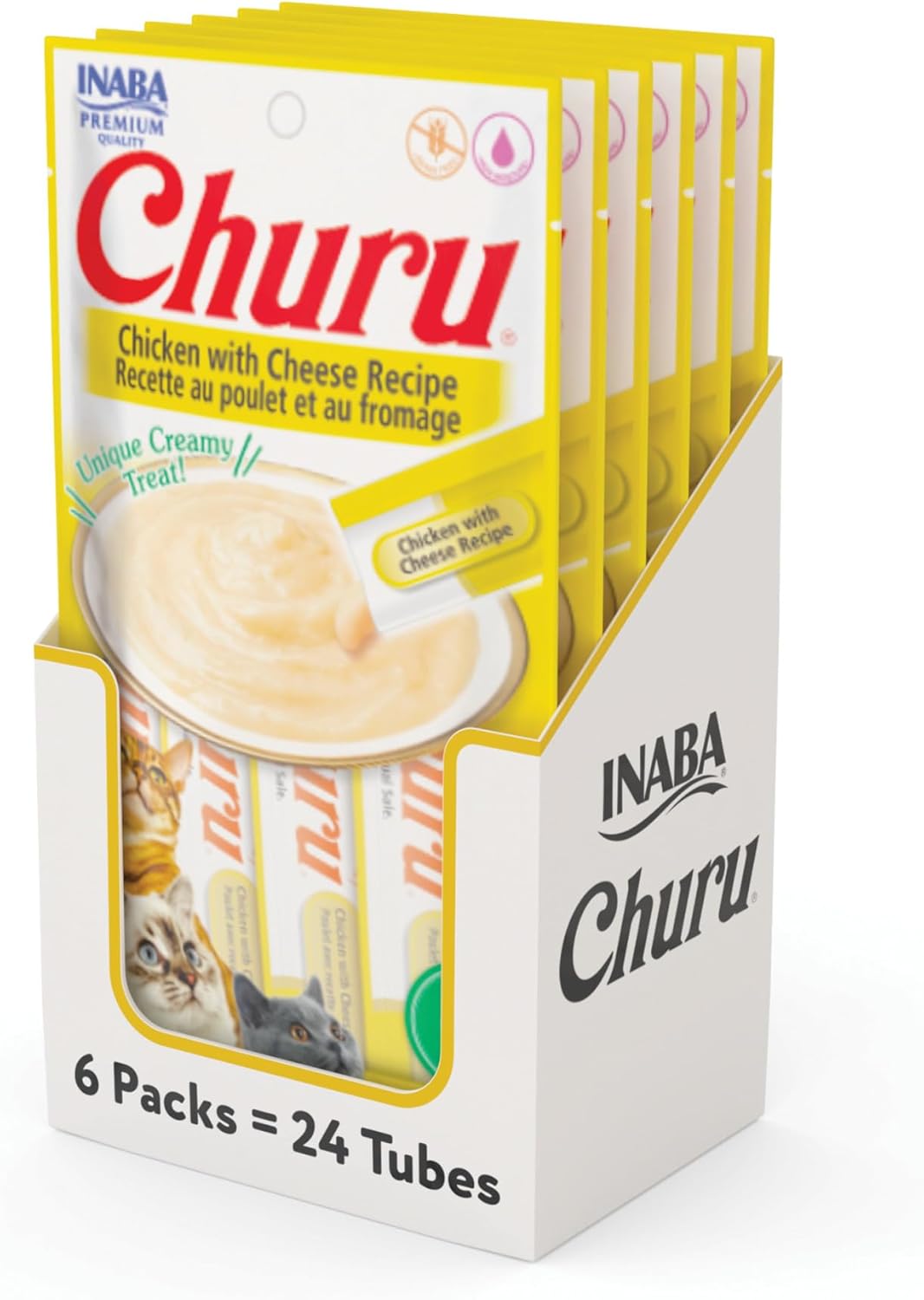 Delicious Churu Cat Treats - Lickable, Creamy Purée with Tuna & Chicken Flavor, Grain-Free Hydration Snack for Cats - 50 Convenient 0.5 oz Tubes!