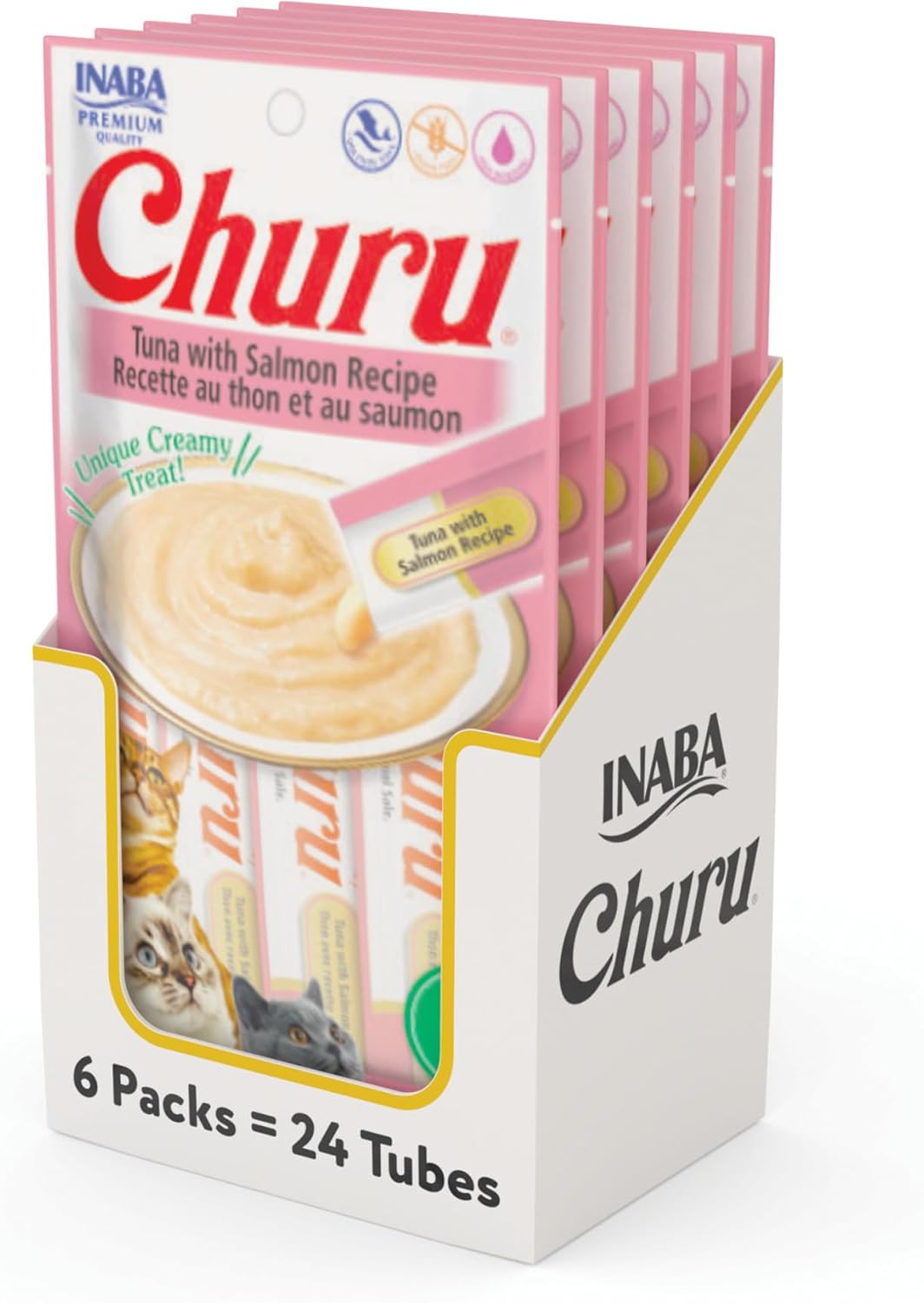 Delicious Churu Cat Treats - Lickable, Creamy Purée with Tuna & Chicken Flavor, Grain-Free Hydration Snack for Cats - 50 Convenient 0.5 oz Tubes!