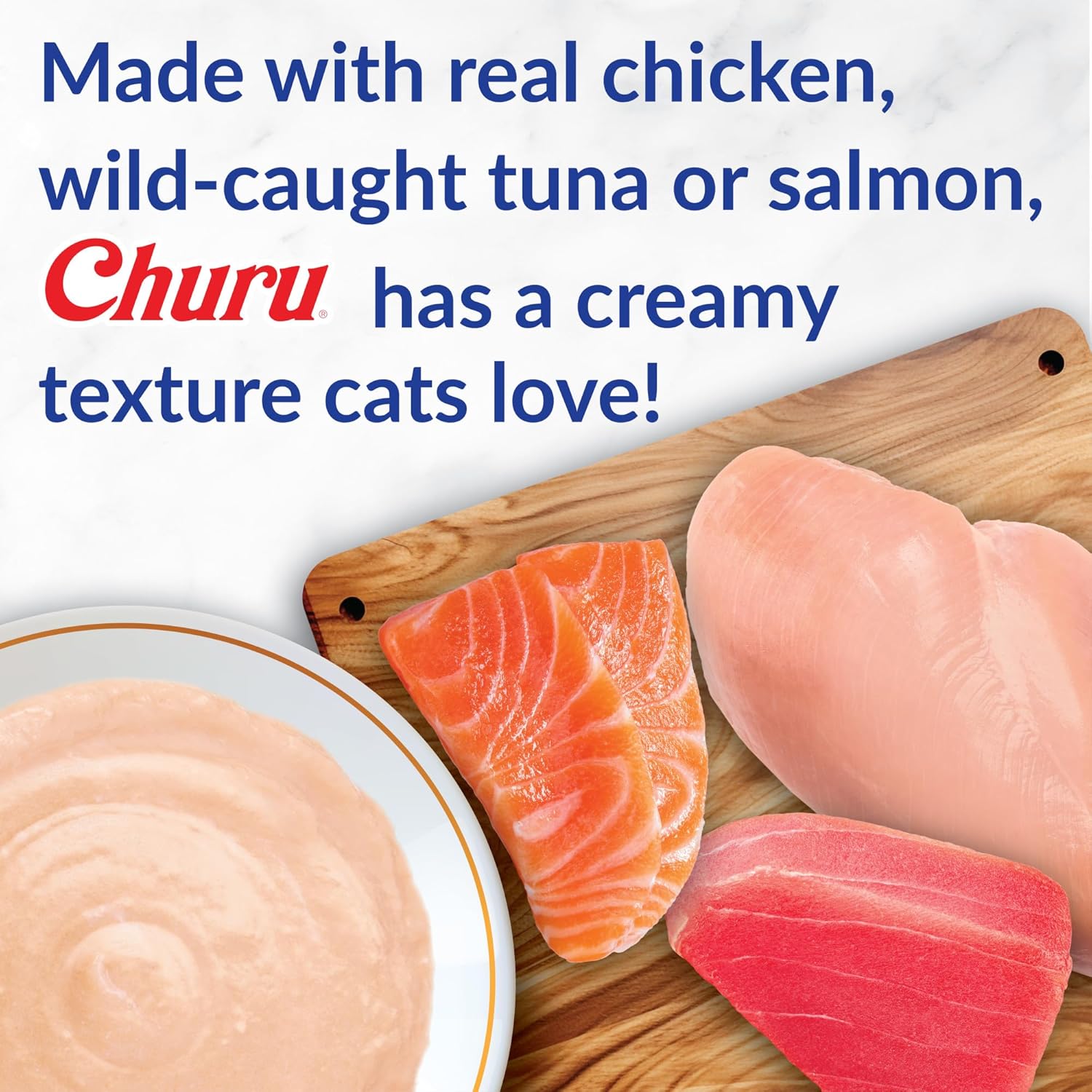 Delicious Churu Cat Treats - Lickable, Creamy Purée with Tuna & Chicken Flavor, Grain-Free Hydration Snack for Cats - 50 Convenient 0.5 oz Tubes!