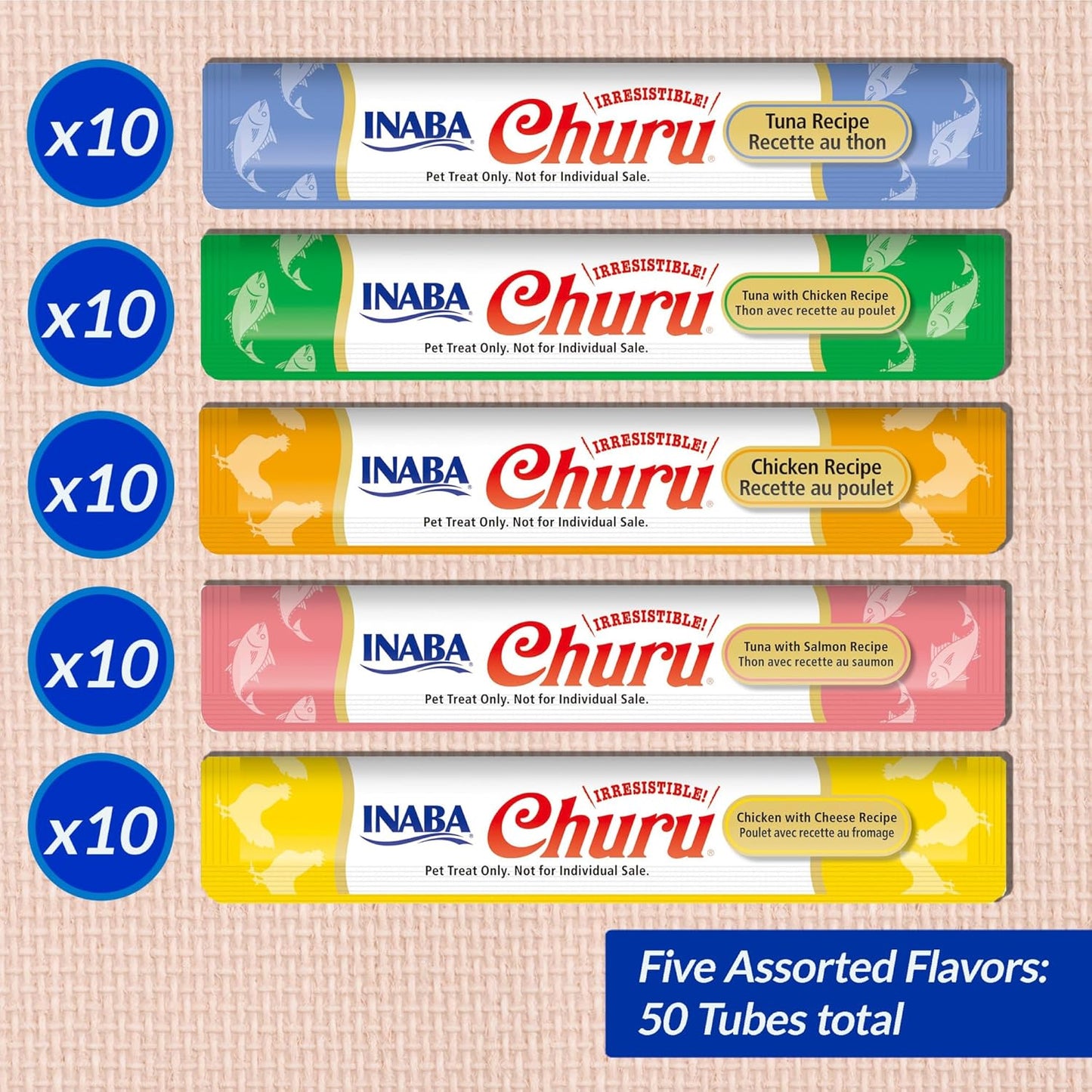 Delicious Churu Cat Treats - Lickable, Creamy Purée with Tuna & Chicken Flavor, Grain-Free Hydration Snack for Cats - 50 Convenient 0.5 oz Tubes!