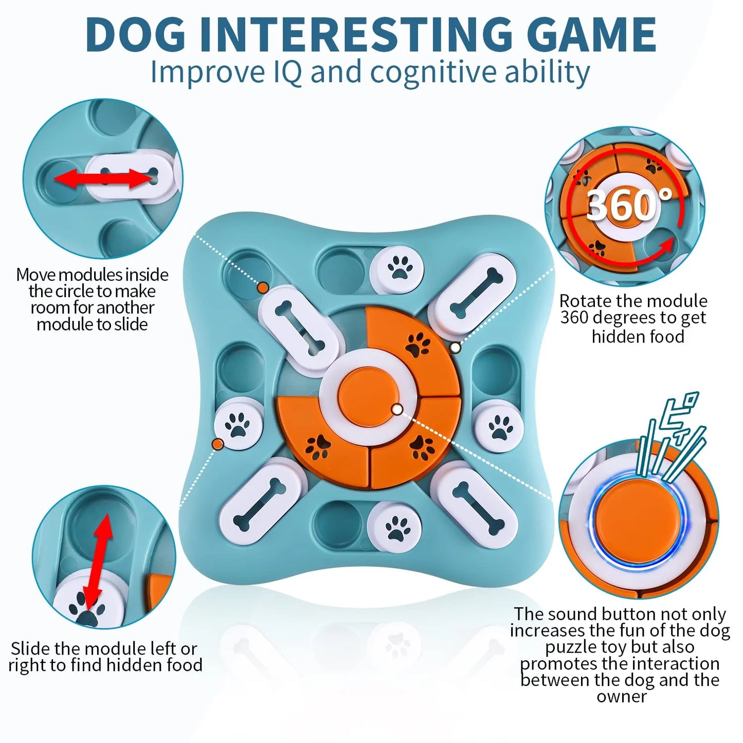 Puzzle Toys, Treat Dispensing Enrichment Toys for IQ Training and Brain Stimulation, Interactive Mentally Stimulating Toys as Gifts for Puppies, Cats, Dogs