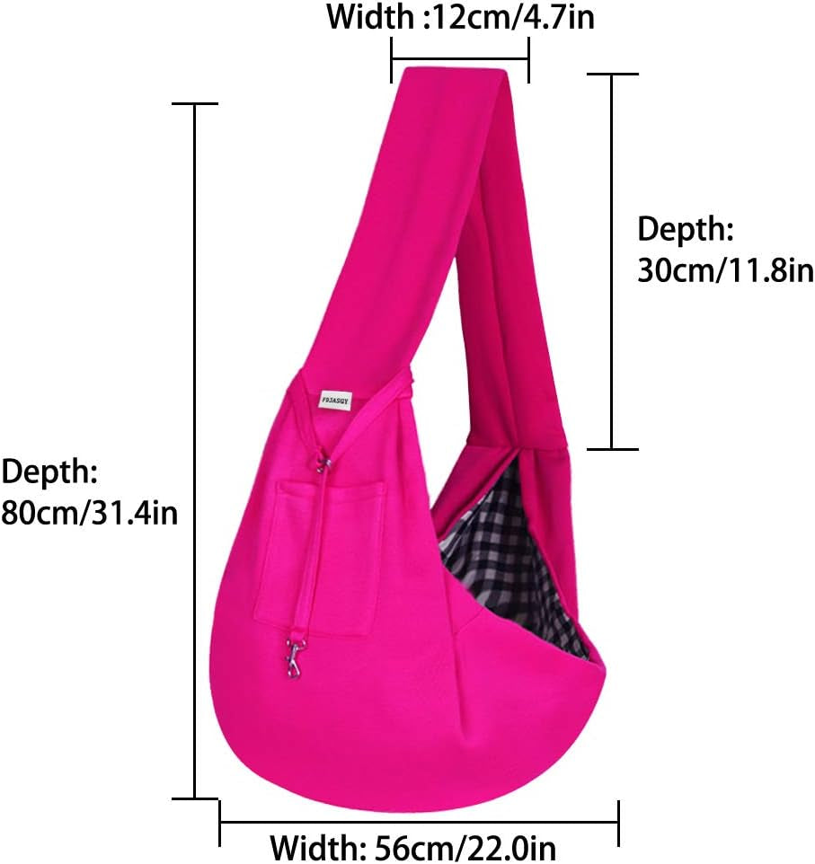 Small Pet Sling Carrier-Hands Free Reversible Pet Papoose Bag Tote Bag with a Pocket Safety Belt Dog Cat for Outdoor Travel Rose Red