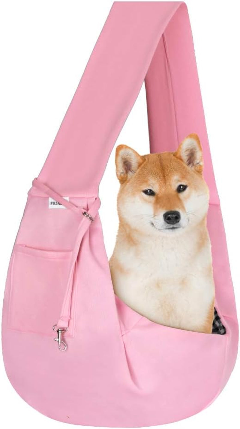 Small Pet Sling Carrier-Hands Free Reversible Pet Papoose Bag Tote Bag with a Pocket Safety Belt Dog Cat for Outdoor Travel Rose Red