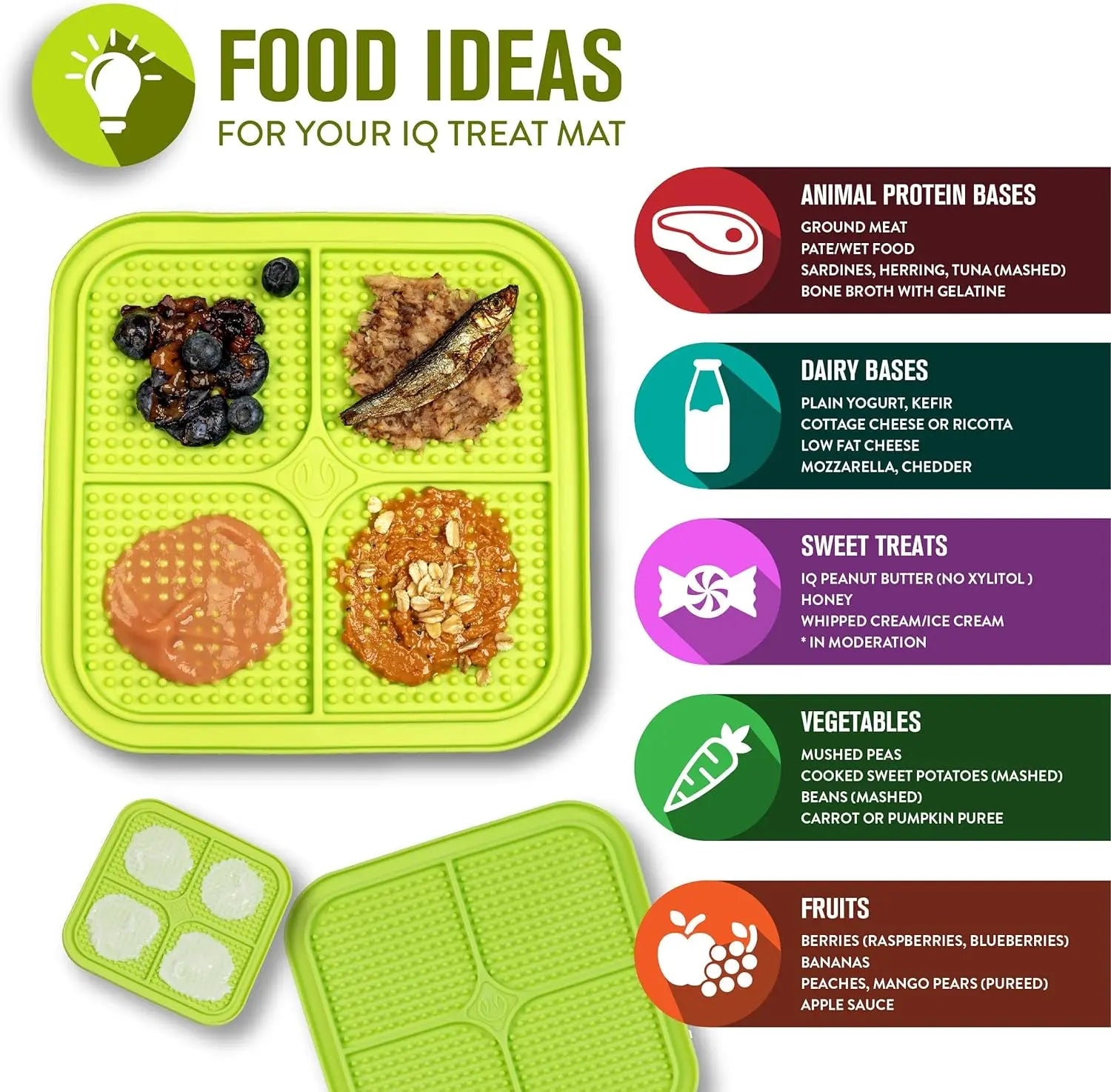 IQ Treat Lick Mat โ Slow Feeder for Dogs & Cats | Fun, Enriching Puzzle Mat for Anxiety Relief & Healthy Eating