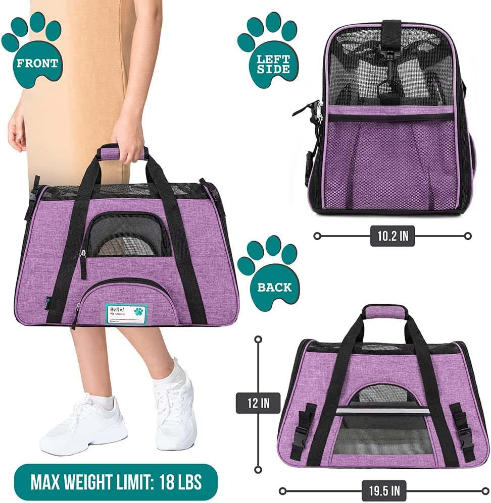 Airline Approved Pet Carrier for Cat, Soft Sided Dog Carrier for Small Dog, Cat Travel Supplies Accessories for Indoor Cat, Ventilated Pet Carrying Bag Medium Kitten Puppy
