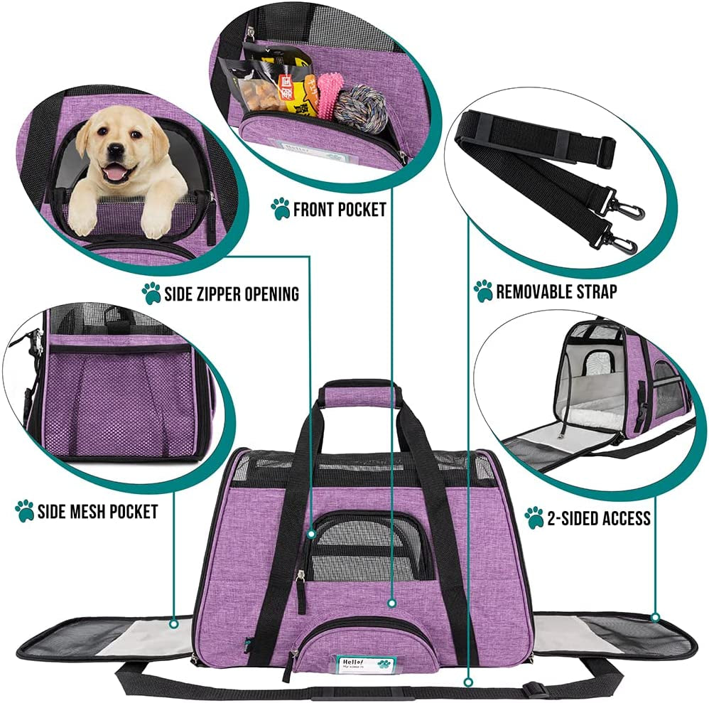 Airline Approved Pet Carrier for Cat, Soft Sided Dog Carrier for Small Dog, Cat Travel Supplies Accessories for Indoor Cat, Ventilated Pet Carrying Bag Medium Kitten Puppy