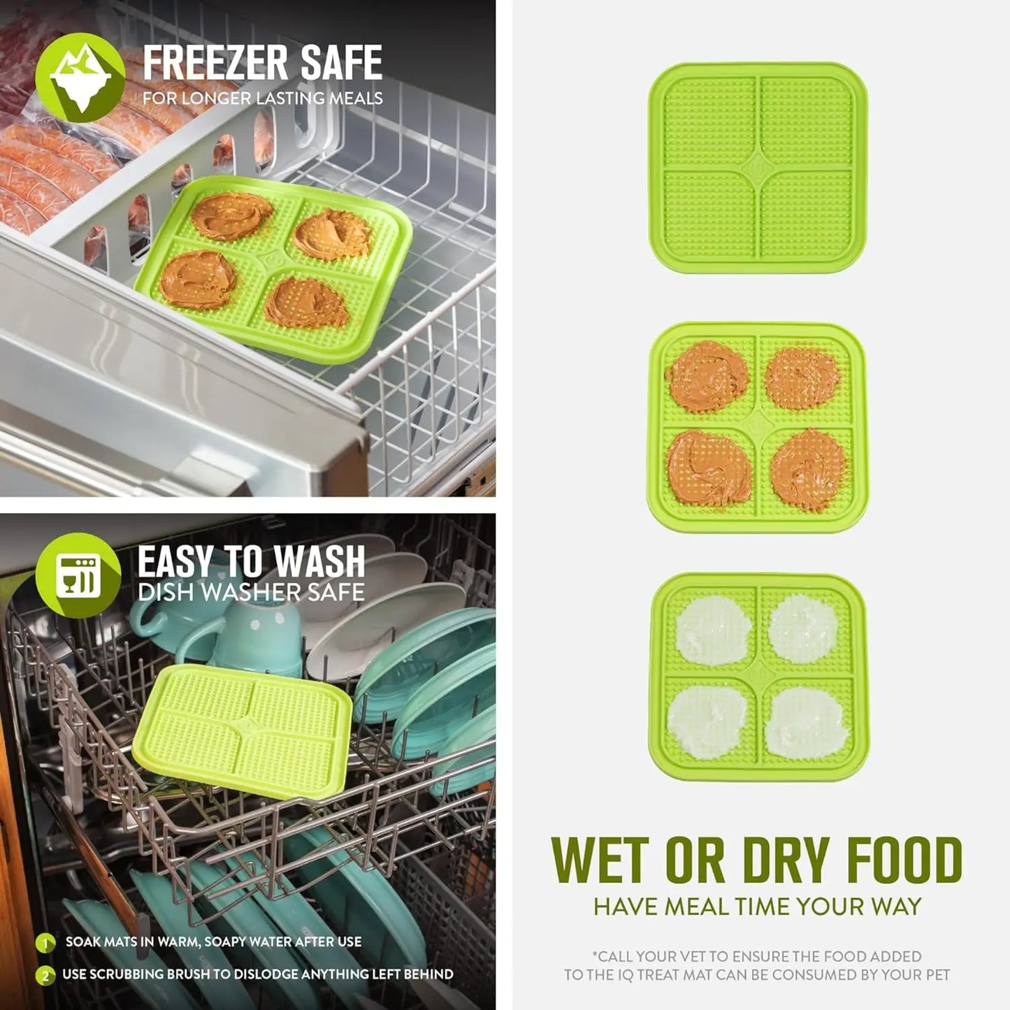 IQ Treat Lick Mat โ Slow Feeder for Dogs & Cats | Fun, Enriching Puzzle Mat for Anxiety Relief & Healthy Eating