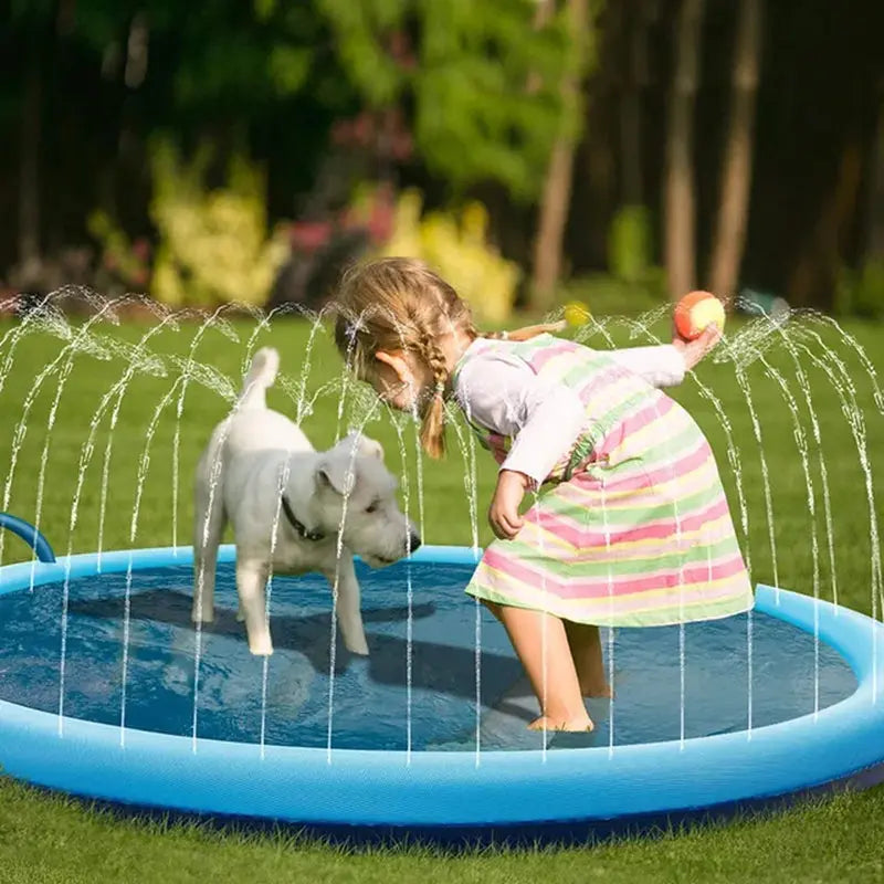 🌞🐾 Summer Pet Swimming Pool | Inflatable Water Sprinkler Pad | Cooling Mat for Dogs | 170x170cm 💦🐶