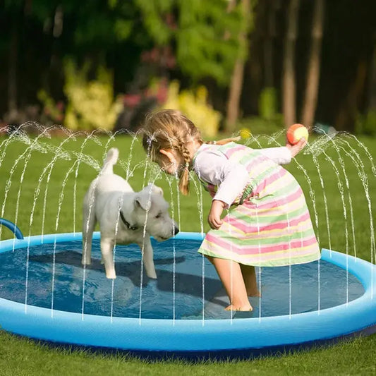 🌞🐾 Summer Pet Swimming Pool | Inflatable Water Sprinkler Pad | Cooling Mat for Dogs | 170x170cm 💦🐶