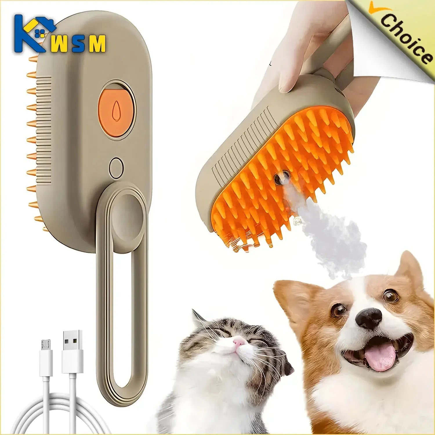 Steamy Dog Brush Electric Spray Cat Hair Brush 3 In1 Dog Steamer Brush for Massage Pet Grooming Removing Tangled and Loose Hair