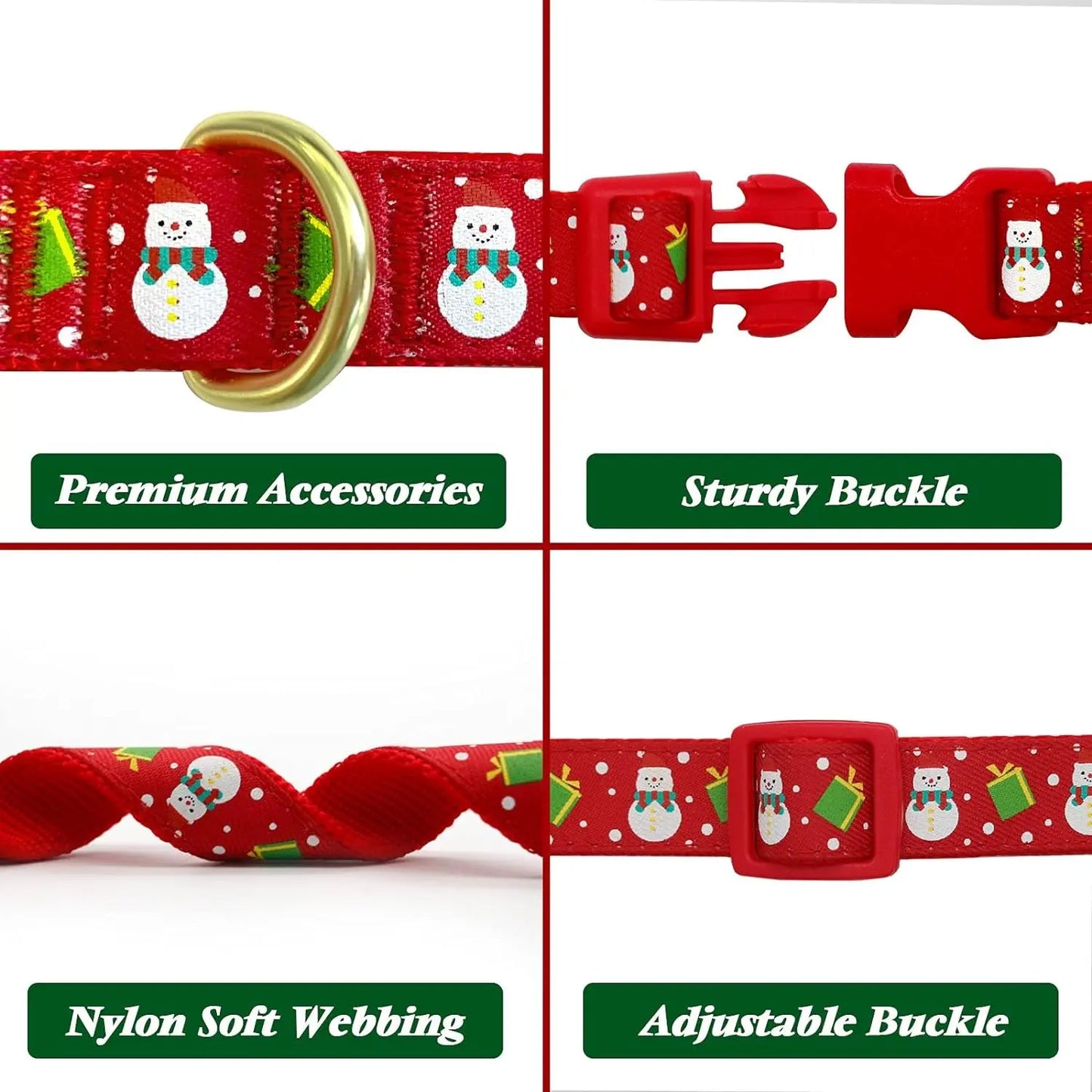 Festive Adjustable Christmas Dog Collar with Antler Bow Tie & Snowman Design - Perfect for Your Best Friend!