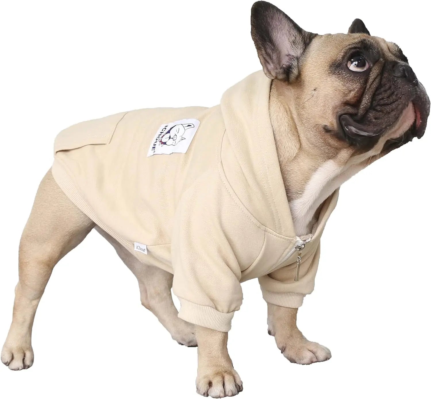 French Bulldog Frenchie Clothes Hoodies for Dogs Pug English Boston Terrier Bully Pitbull Corgi Sweatshirt Sweater Clothing Puppy - Khaki/Small