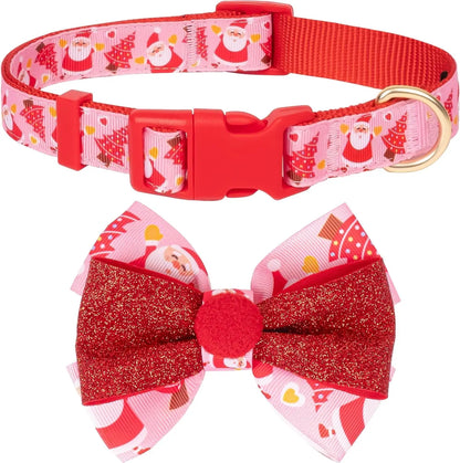 Festive Adjustable Christmas Dog Collar with Antler Bow Tie & Snowman Design - Perfect for Your Best Friend!