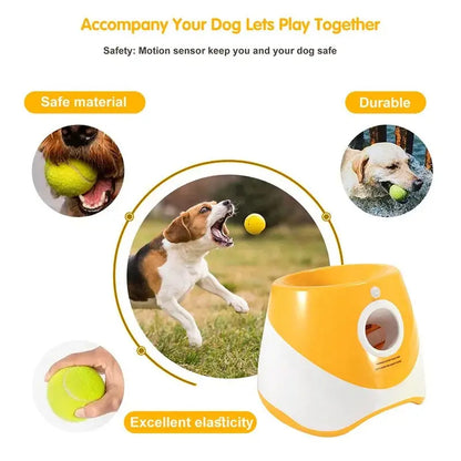 Dog Tennis Launcher Automatic Pet Dogs Chase Toy Mini Tennis Throwing Pinball Machine Fun Interactive Throw Rechargable Catapult