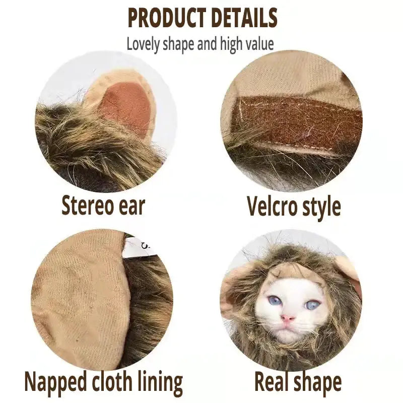 Realistic Lion Mane Costume for Dogs & Cats – Fun Pet Outfit for Halloween and Parties