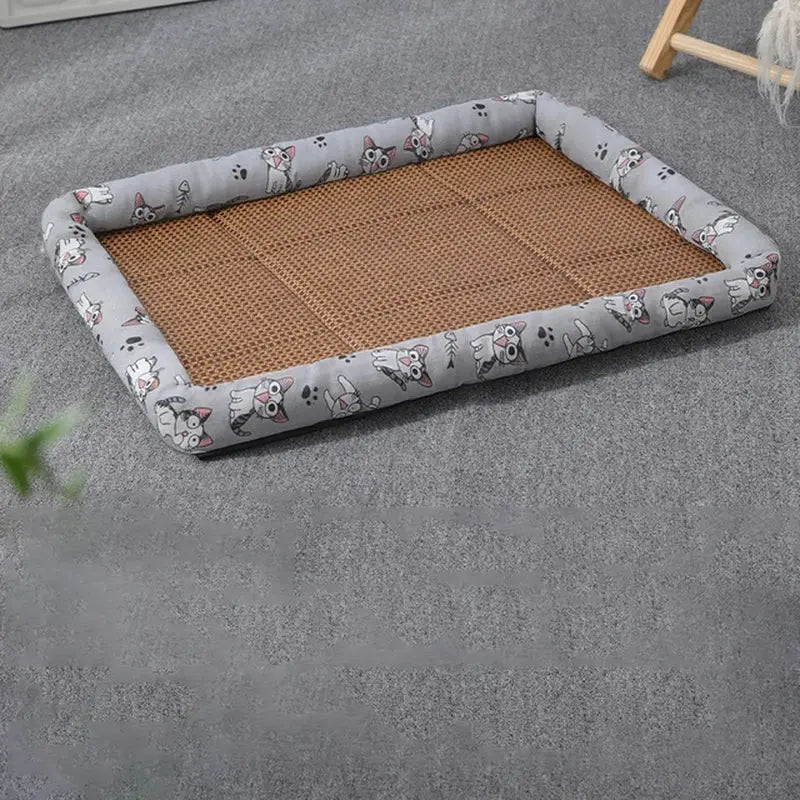 🌞🐾 Summer Cat & Dog Bed | Lightweight & Breathable | Rattan Mat | Cool Ice Nest for Pets 🐱🐶