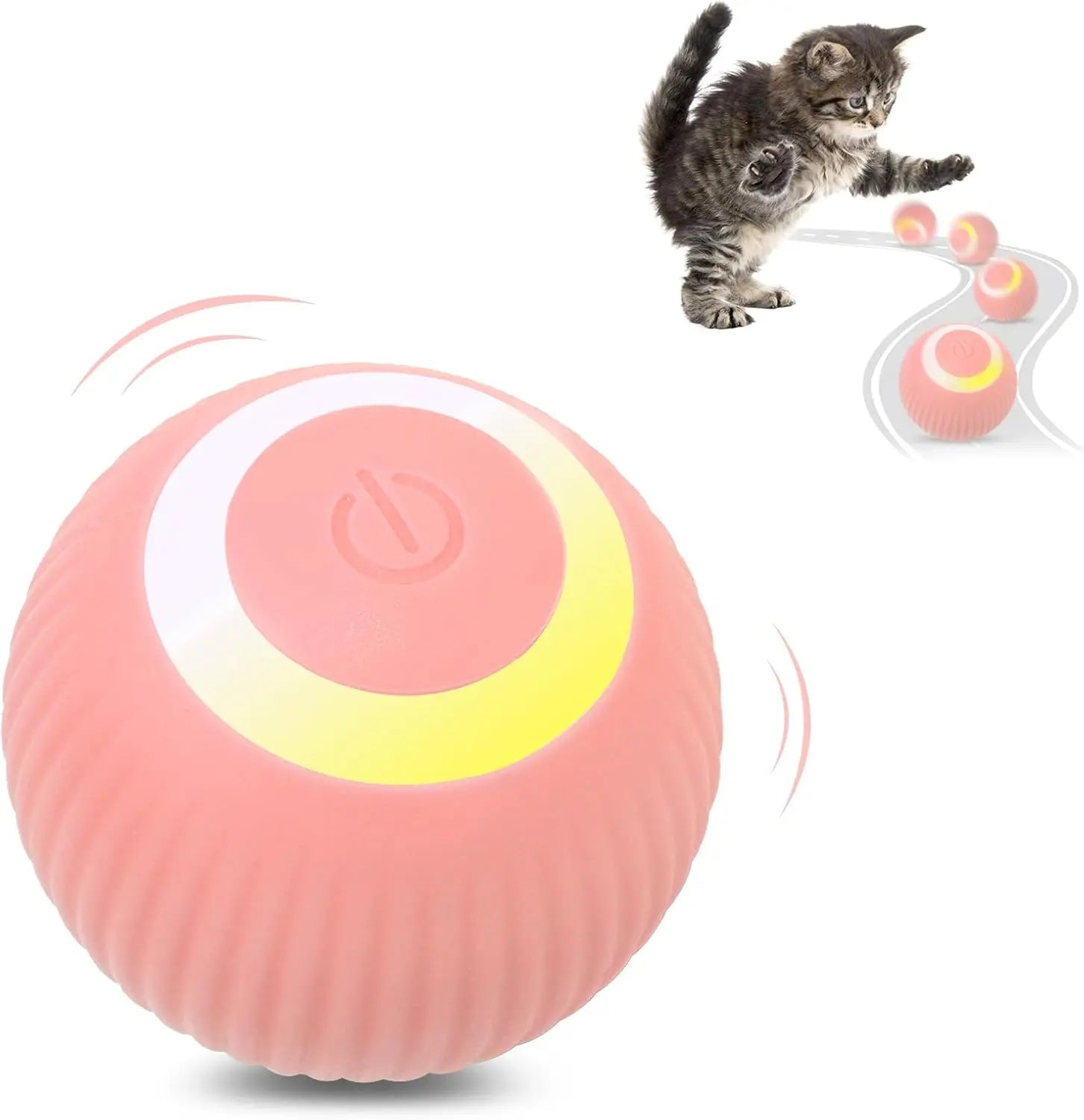 Interactive Toy Ball - Automatic Toy with LED Light, USB Rechargeable Self Moving Ball, Indoor Active Rolling Toys, 360°Rotating Smart Ball, 2 Modes, Fun Gift for Puppies, Kitten, Cats