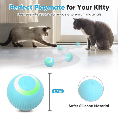 Interactive Toy Ball - Automatic Toy with LED Light, USB Rechargeable Self Moving Ball, Indoor Active Rolling Toys, 360°Rotating Smart Ball, 2 Modes, Fun Gift for Puppies, Kitten, Cats