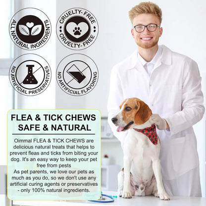 Chewable Flea & Tick Prevention for Dogs - Natural Supplement, Oral Flea Pills for All Breeds & Ages