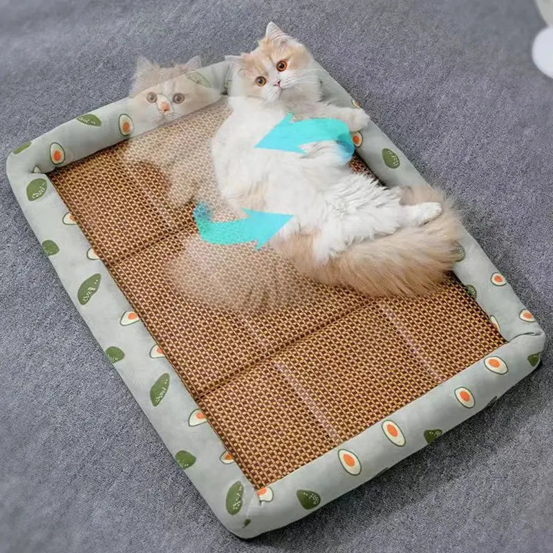 🌞🐾 Summer Cat & Dog Bed | Lightweight & Breathable | Rattan Mat | Cool Ice Nest for Pets 🐱🐶