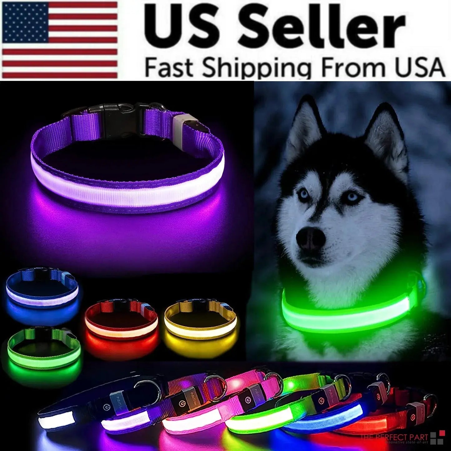 💡🐾 LED Adjustable Dog Collar | Blinking & Flashing Light | Glow Pets Safety | Waterproof 🌧️