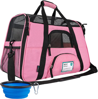 Airline Approved Pet Carrier for Cat, Soft Sided Dog Carrier for Small Dog, Cat Travel Supplies Accessories for Indoor Cat, Ventilated Pet Carrying Bag Medium Kitten Puppy