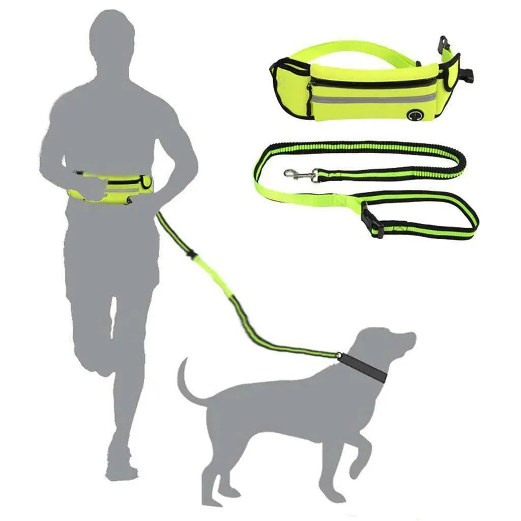 Reflective Hands Free Dog Leash with Adjustable Waist Bag for Running Jogging