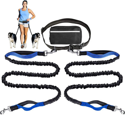 Ultimate Hands-Free Dog Leash with Dual Handles and Zipper Pouch for Medium to Large Dogs