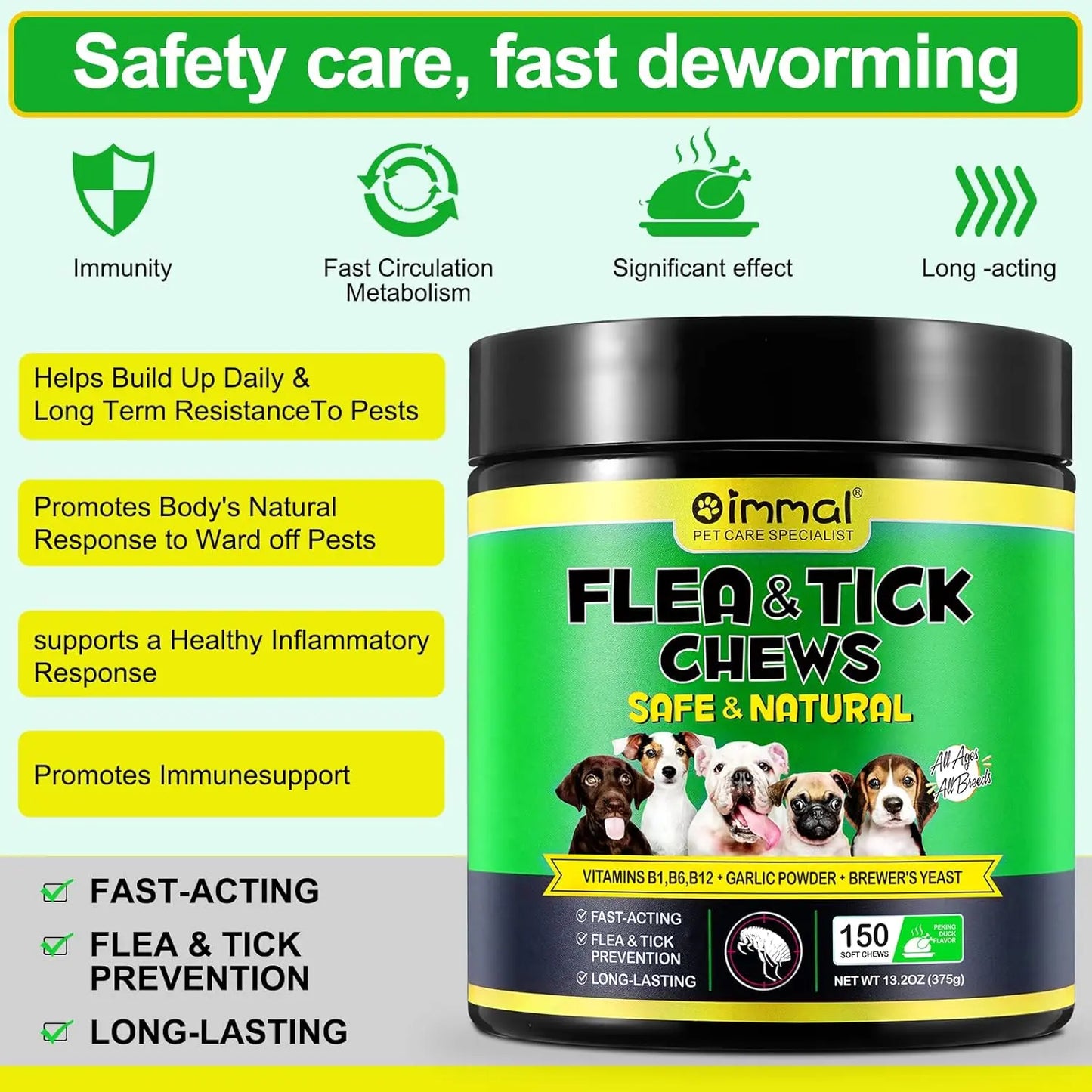 Chewable Flea & Tick Prevention for Dogs - Natural Supplement, Oral Flea Pills for All Breeds & Ages