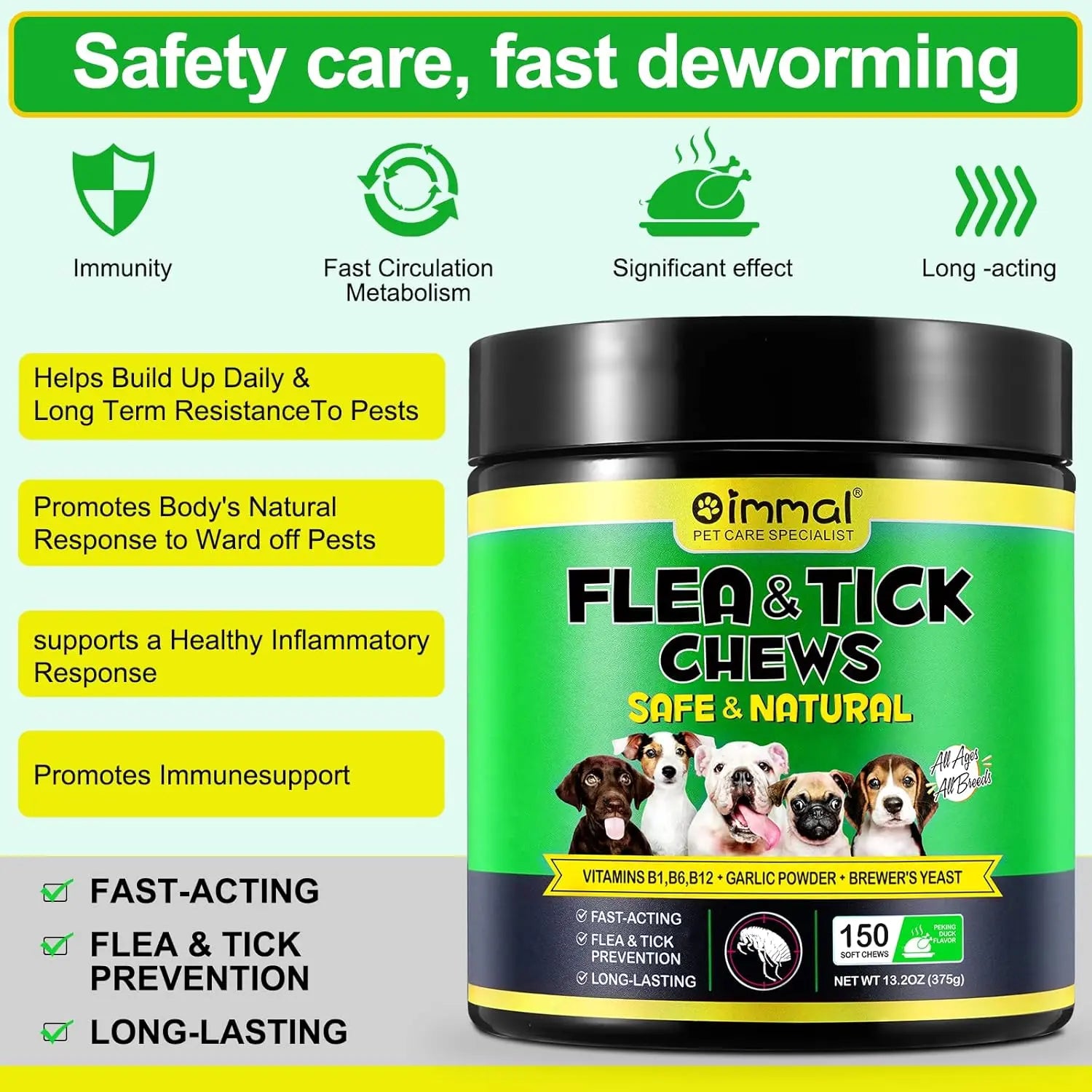 Chewable Flea & Tick Prevention for Dogs - Natural Supplement, Oral Flea Pills for All Breeds & Ages