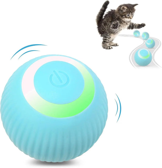 Interactive Toy Ball - Automatic Toy with LED Light, USB Rechargeable Self Moving Ball, Indoor Active Rolling Toys, 360°Rotating Smart Ball, 2 Modes, Fun Gift for Puppies, Kitten, Cats