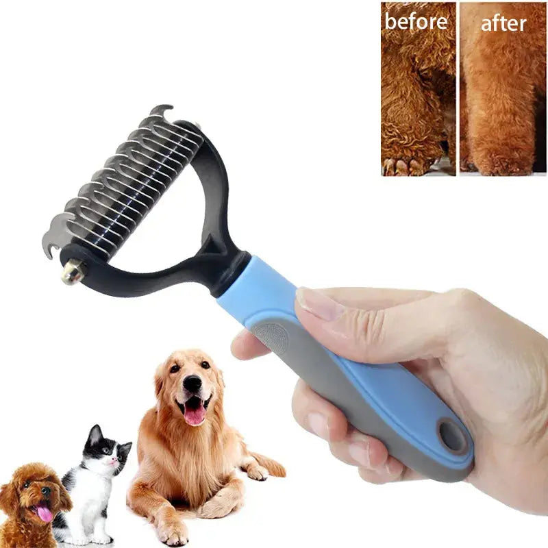 Pet Hair Removal Comb - Multi-Use Grooming Brush for Cats & Dogs, Effective Shedding, Trimming & Dematting Tool