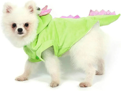 Dog Dragon Costume Pet Halloween Christmas Cosplay Dinosaur Costumes Puppy Cat Winter Coat Hoodie Clothes