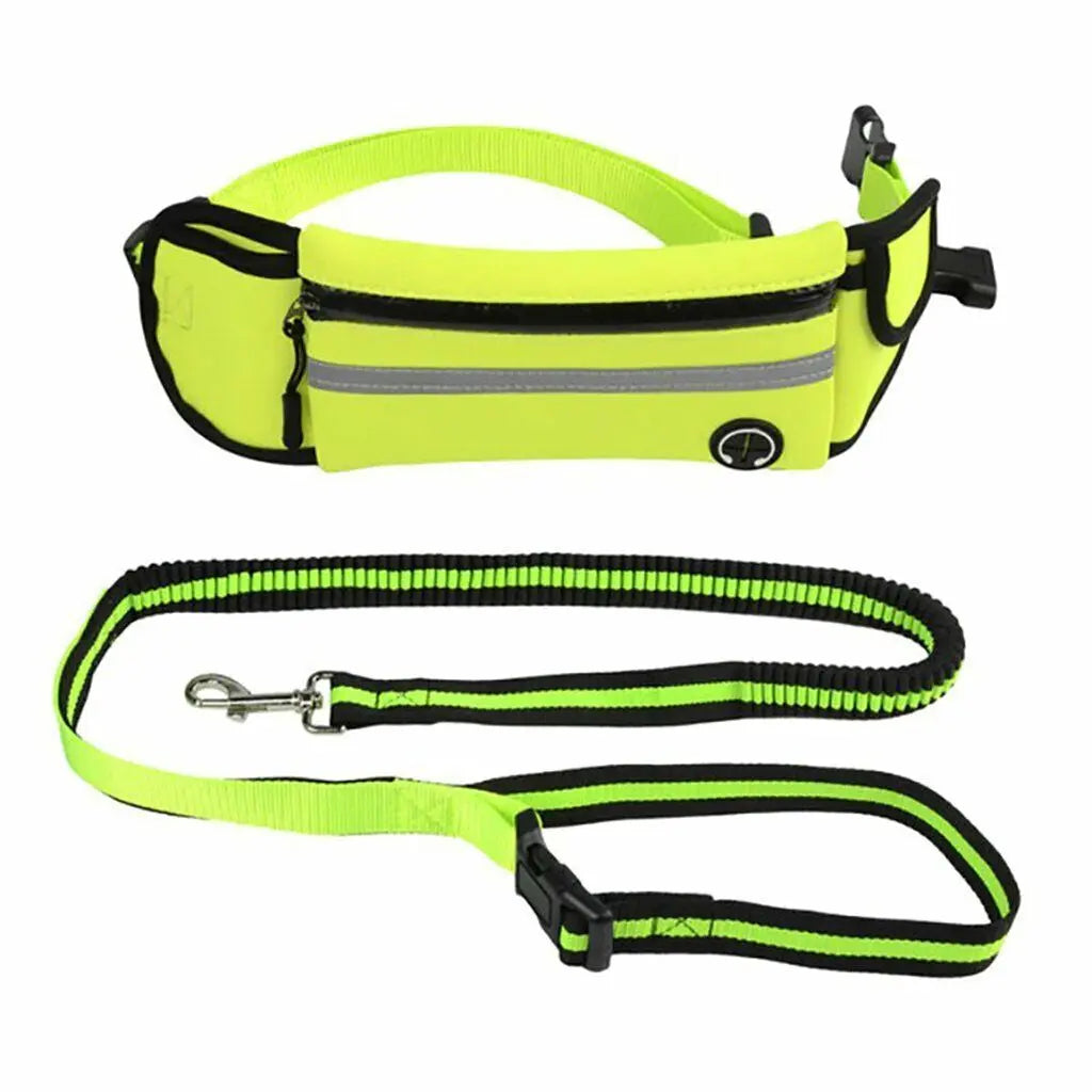 Reflective Hands Free Dog Leash with Adjustable Waist Bag for Running Jogging