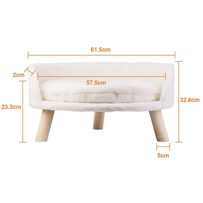 Pet Sofa Bed Raised Cat Chair Small Dog Couch Bed Removable Cushion Sleep House