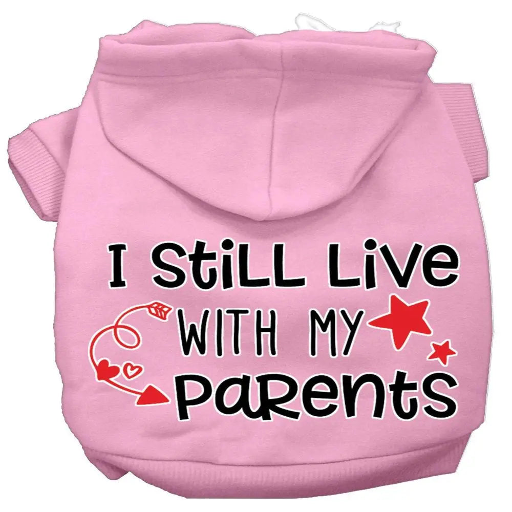 62-452 BPKMD Still Live with My Parents Screen Print Dog Hoodie, Bright Pink - Medium