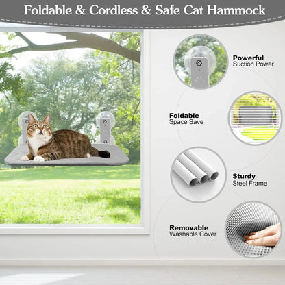 Cat Bed Window Perch, Kitten Hammock & Shelf for Wall, Foldable Pet Beds 