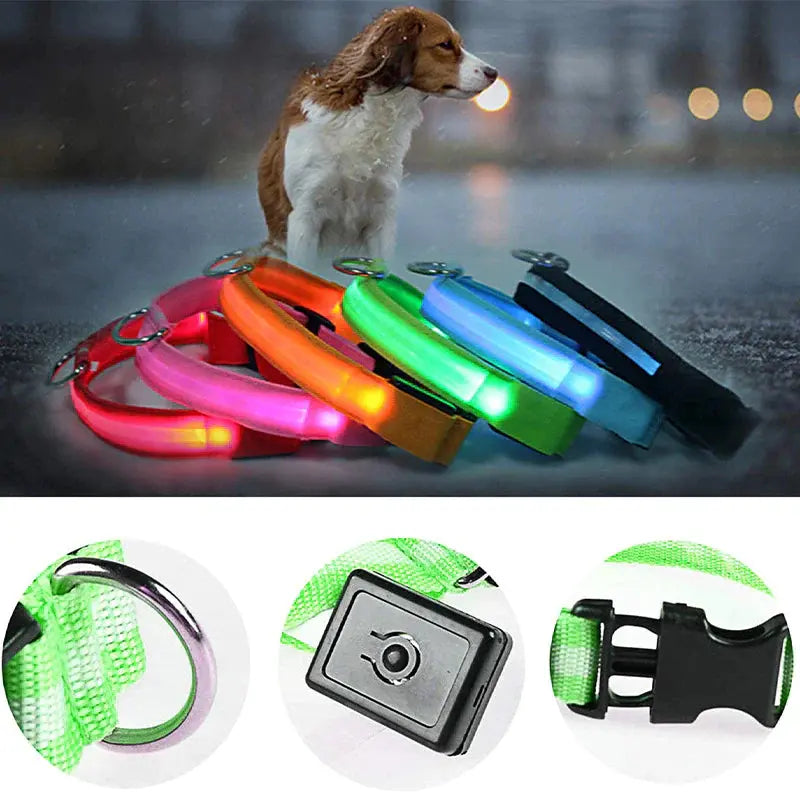 💡🐾 LED Adjustable Dog Collar | Blinking & Flashing Light | Glow Pets Safety | Waterproof 🌧️