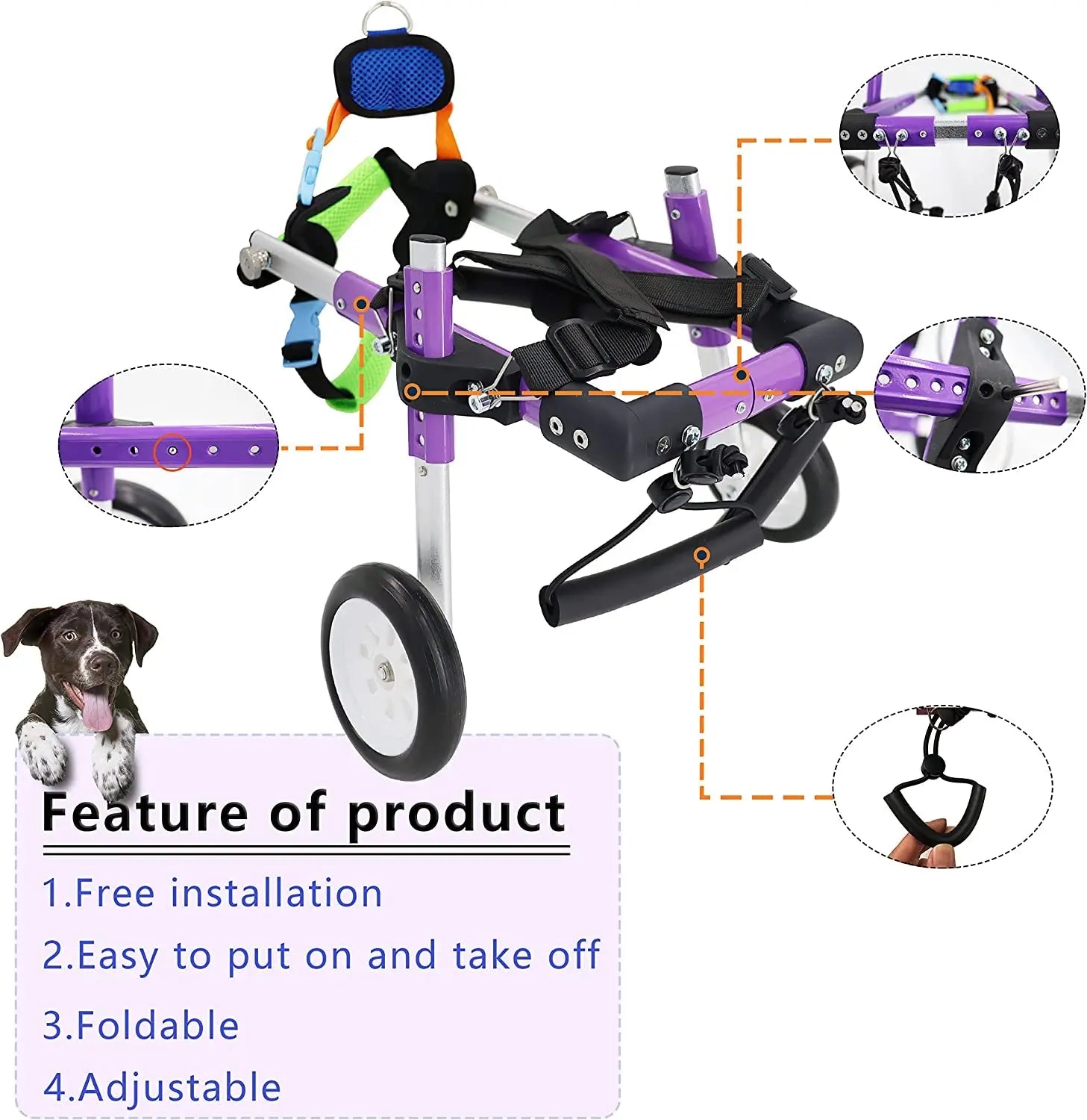 Adjustable Dog Wheelchair for Back Legs，Pet/Doggie Doggy Wheelchairs with Disabled Hind Legs Walking (XS-A)