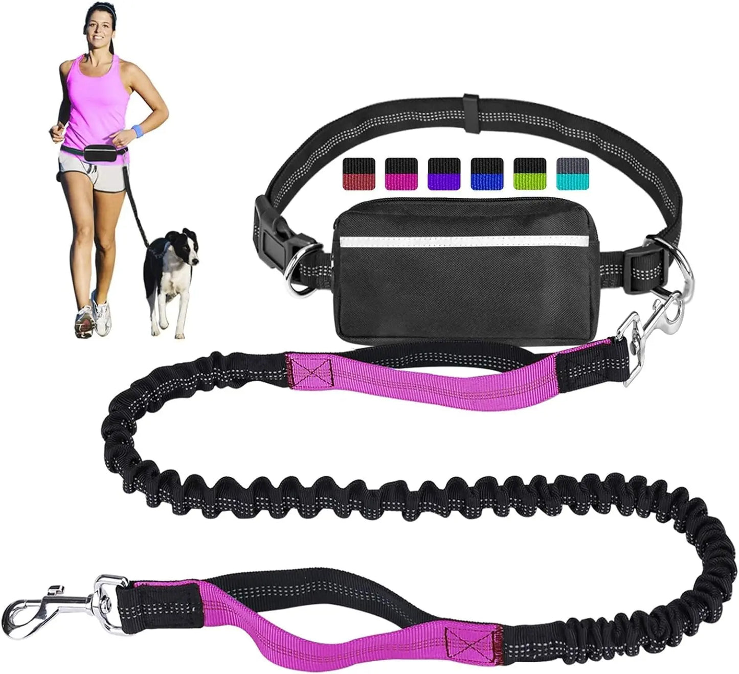 Ultimate Hands-Free Dog Leash with Dual Handles and Zipper Pouch for Medium to Large Dogs