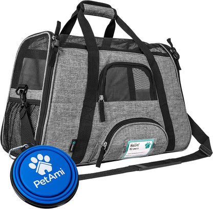 Airline Approved Pet Carrier for Cat, Soft Sided Dog Carrier for Small Dog, Cat Travel Supplies Accessories for Indoor Cat, Ventilated Pet Carrying Bag Medium Kitten Puppy