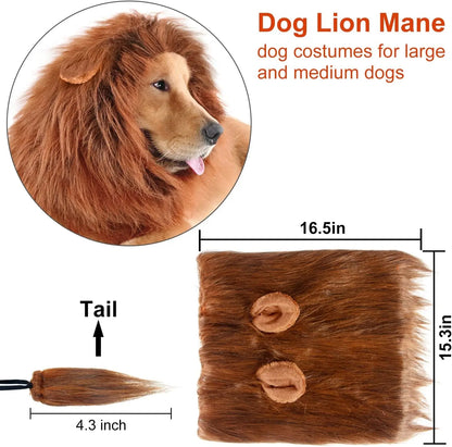 Realistic Lion Mane Costume for Dogs - Perfect for Medium & Large Breeds, Ideal for Halloween and Pet Parties