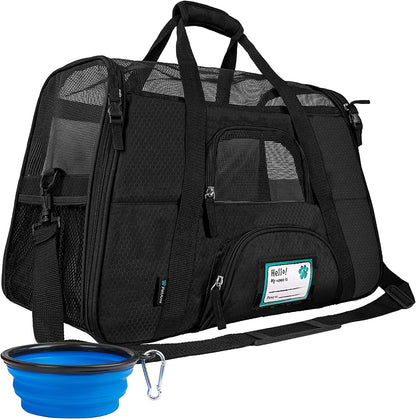 Airline Approved Pet Carrier for Cat, Soft Sided Dog Carrier for Small Dog, Cat Travel Supplies Accessories for Indoor Cat, Ventilated Pet Carrying Bag Medium Kitten Puppy