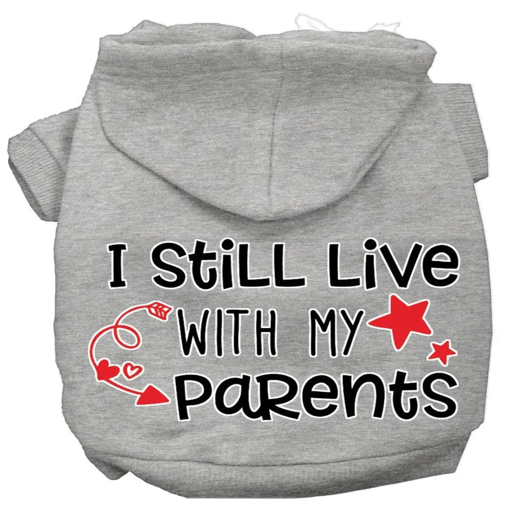 62-452 BPKMD Still Live with My Parents Screen Print Dog Hoodie, Bright Pink - Medium