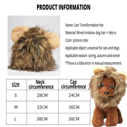 Realistic Lion Mane Costume for Dogs & Cats – Fun Pet Outfit for Halloween and Parties